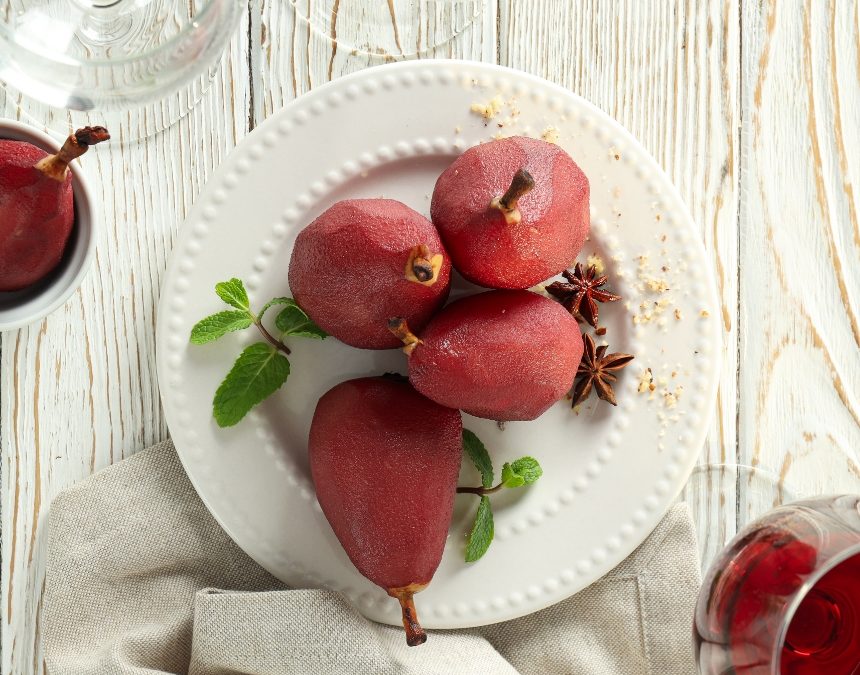 Poires au vin rouge