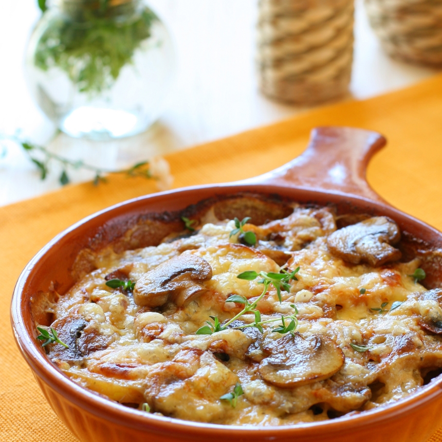 Recette Gratin pommes de terre  champignons