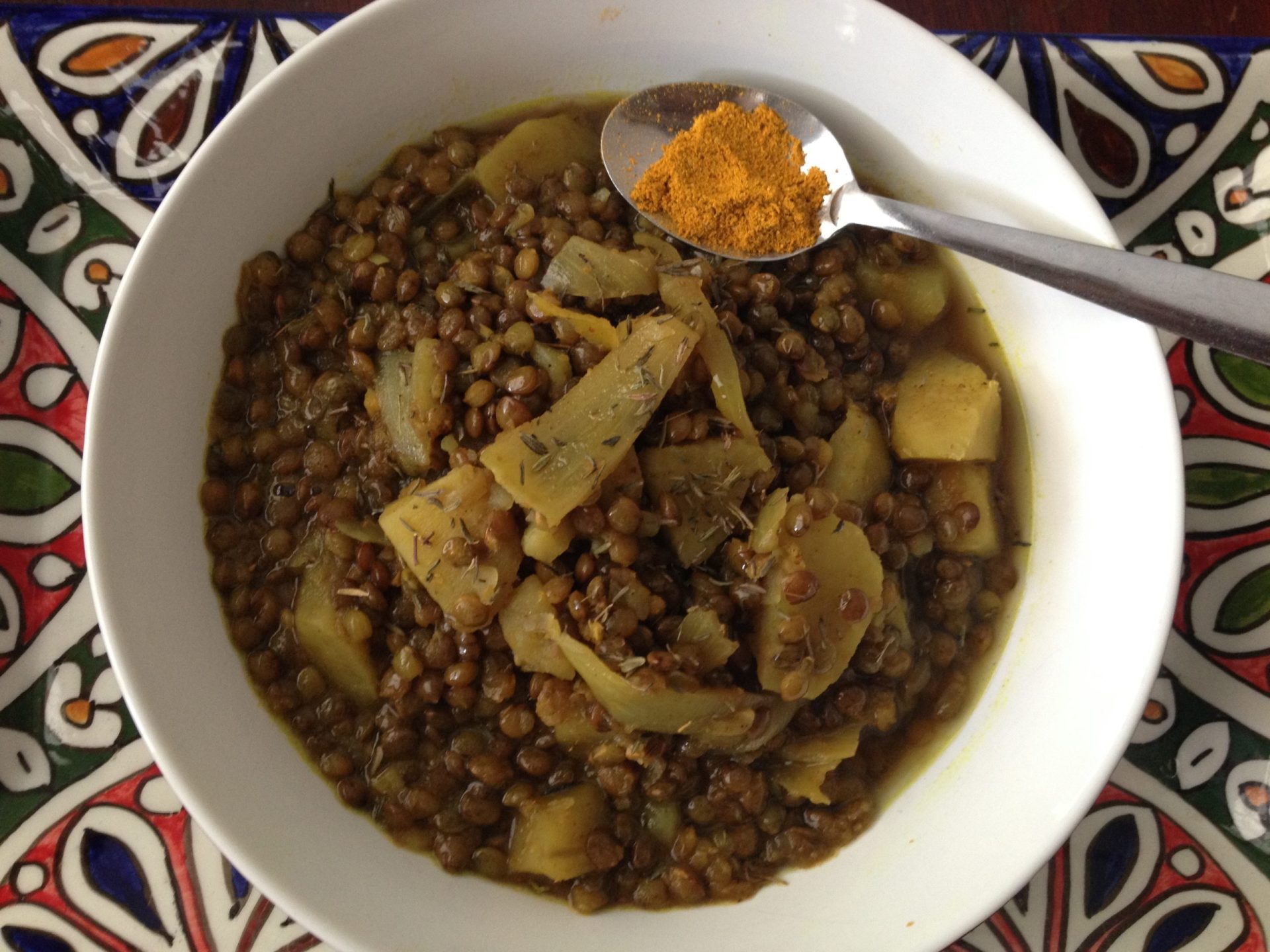 Recette Curry de lentilles vertes aux patates douces