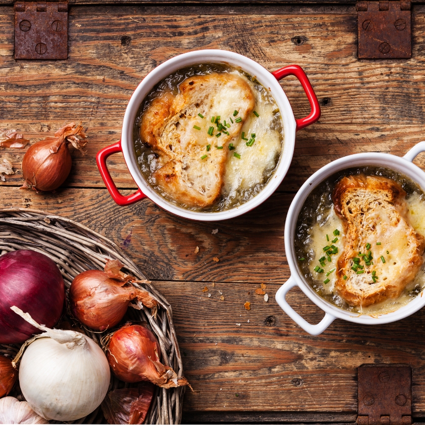 Recette Soupe à l&rsquo;oignon gratinée végane