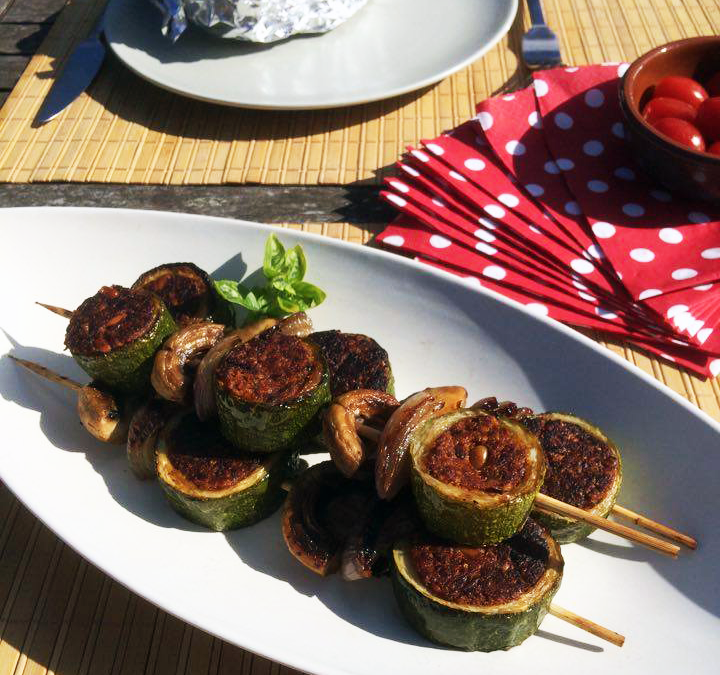 Brochettes de courgettes farcies