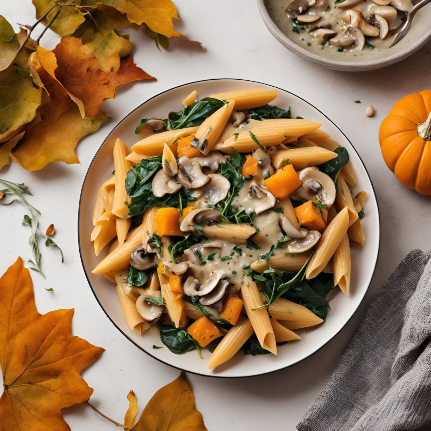Recette Penne et légumes d&rsquo;automne vegan