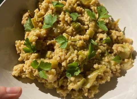 Recette Curry de millet, tofu, poireau vegan