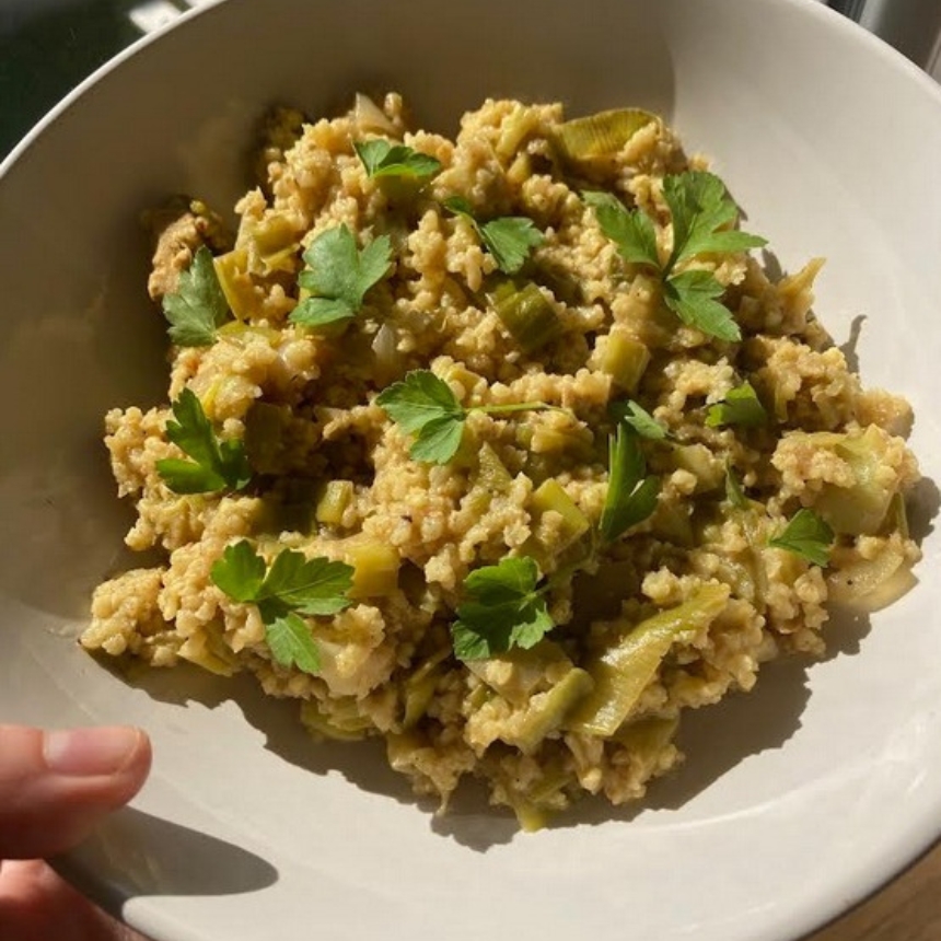 Recette Curry de millet, tofu, poireau vegan