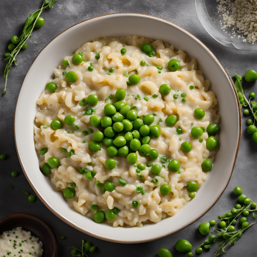 Recette Risotto de coquillettes aux petits pois vegan