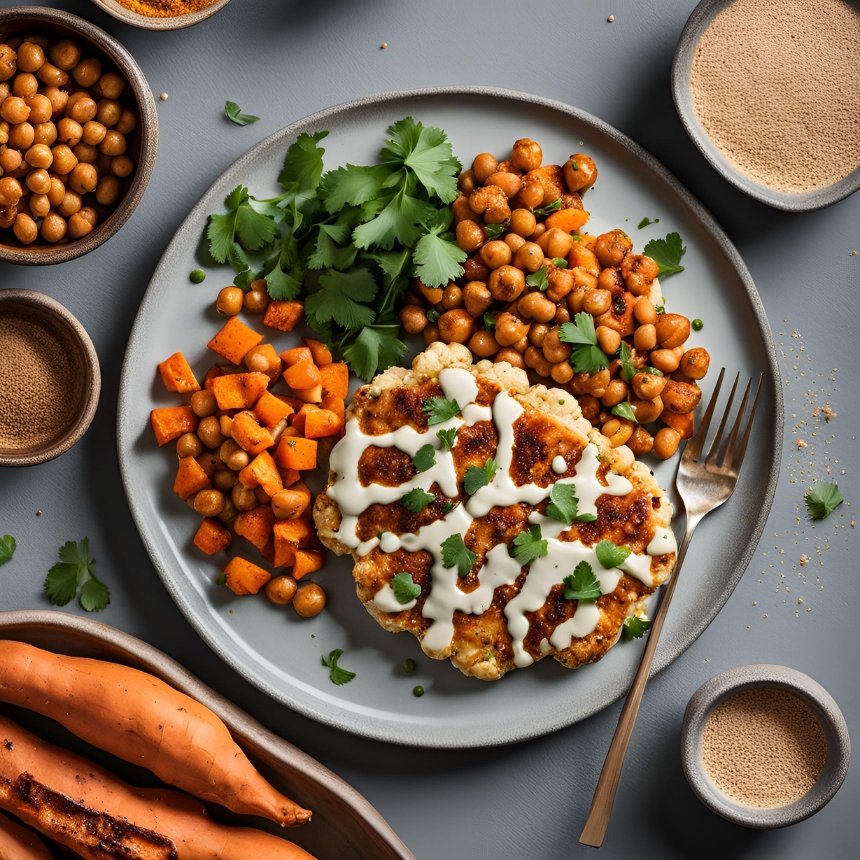 Recette Steak de chou-fleur et patate douce végétal